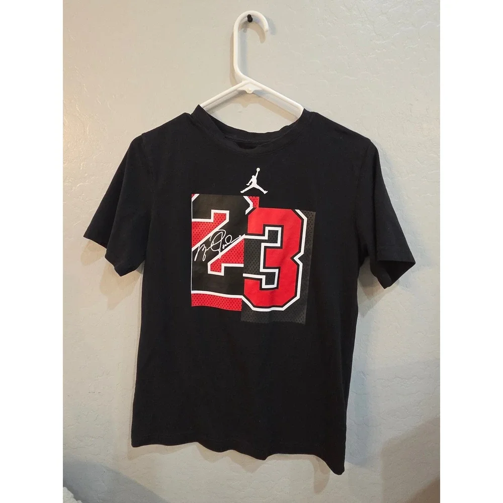 Jordan Boys Black Graphic T-Shirt Jumpman 23 Signature Print Size XL